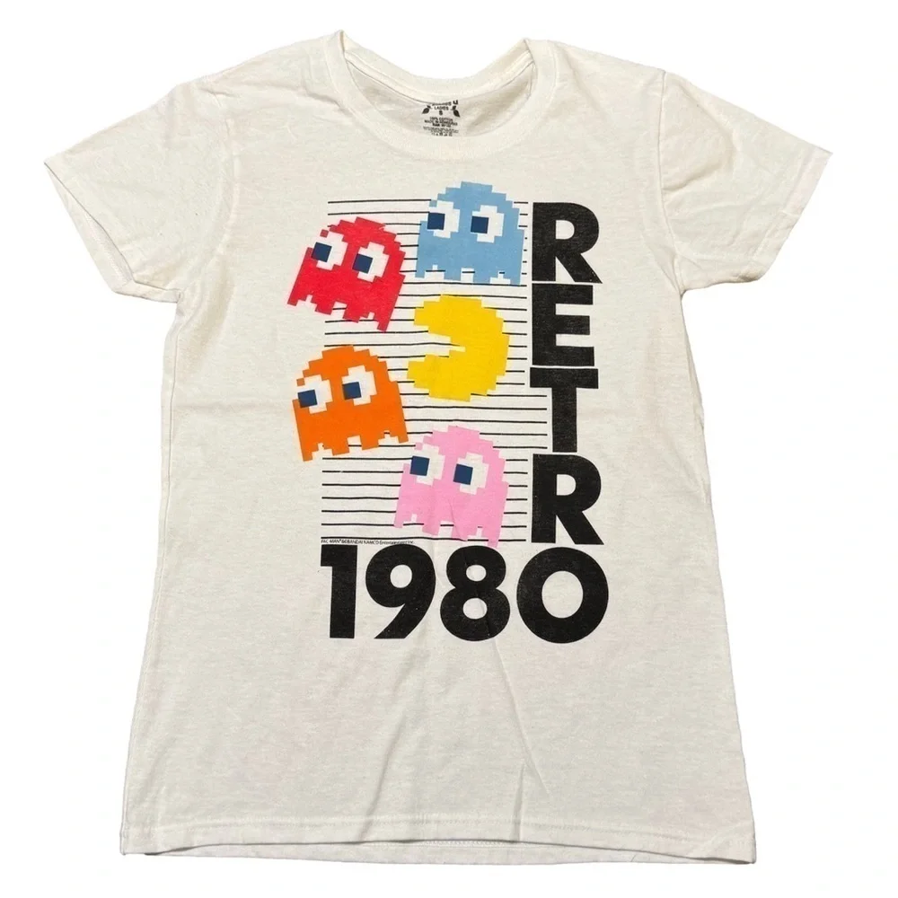 PAC-MAN Bandai Namco Gaming Entertainment Retro White Shirt Women Size S